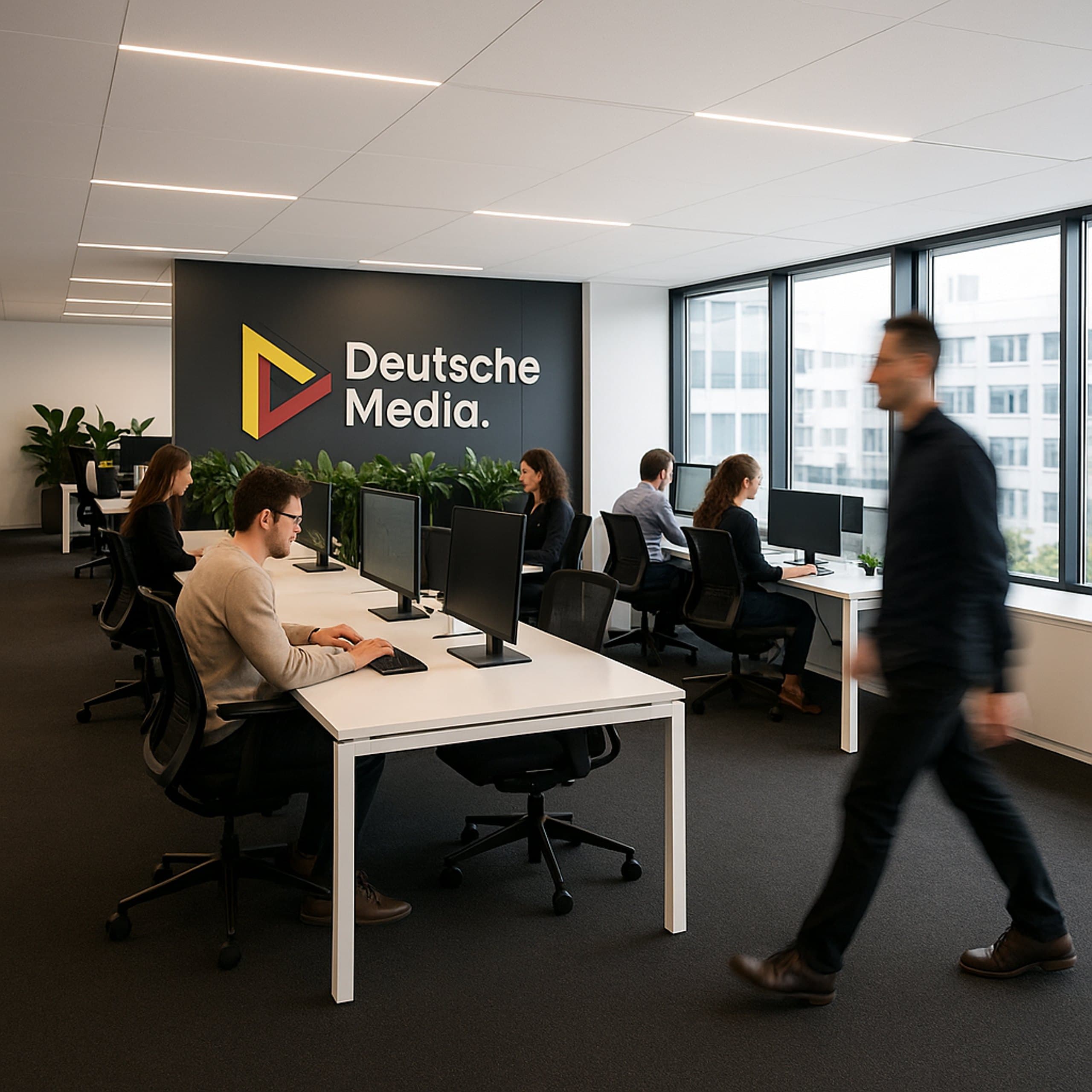 Team von Deutsche Media bei der Arbeit im Büro